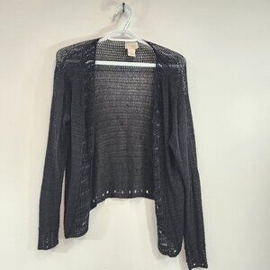 Kroshetta Crocheted Beaded Black Cardigan Y2K Size Medium